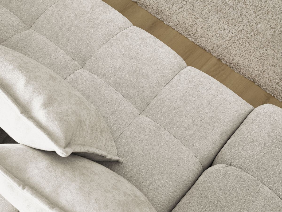 Canapé d'angle convertible coffre EVEREST tissu texturé avec pouf
