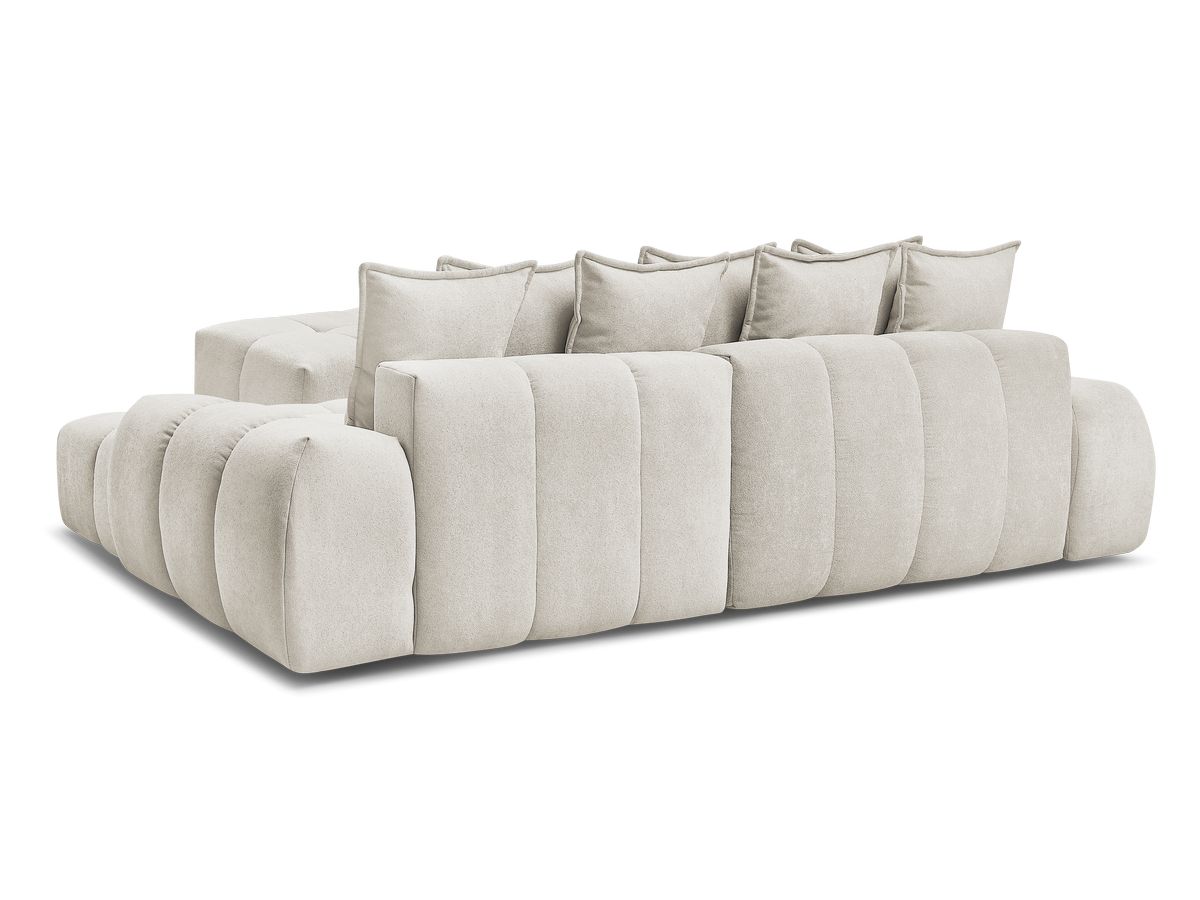 Canapé d'angle convertible coffre EVEREST tissu texturé avec pouf