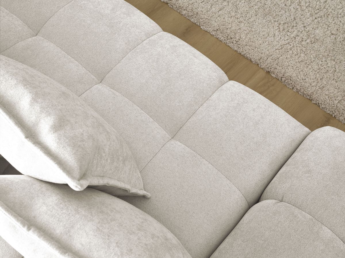 Canapé d'angle convertible coffre EVEREST tissu texturé avec pouf
