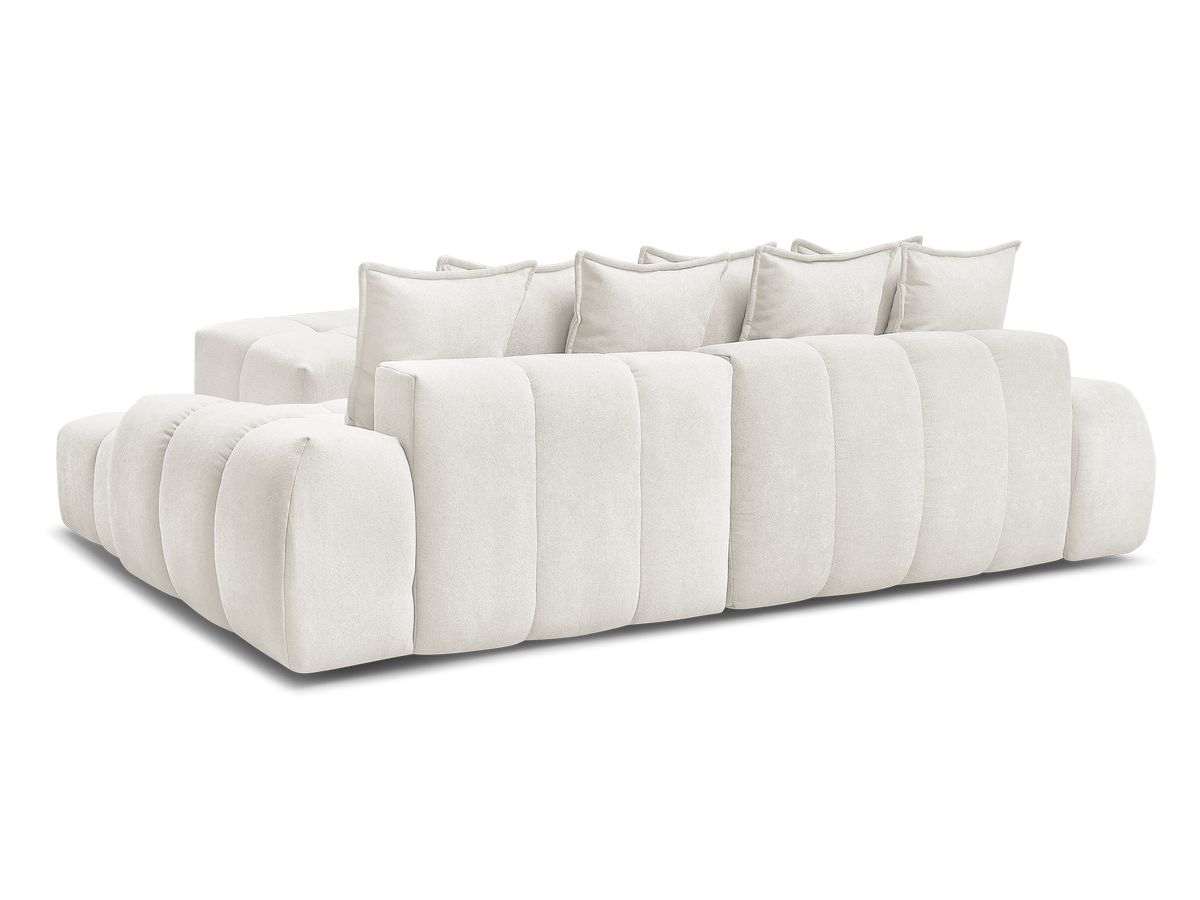 Canapé d'angle convertible coffre EVEREST tissu texturé avec pouf