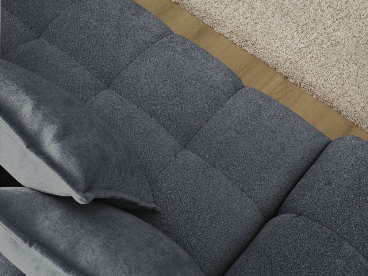 Canapé d'angle convertible coffre EVEREST tissu texturé avec pouf