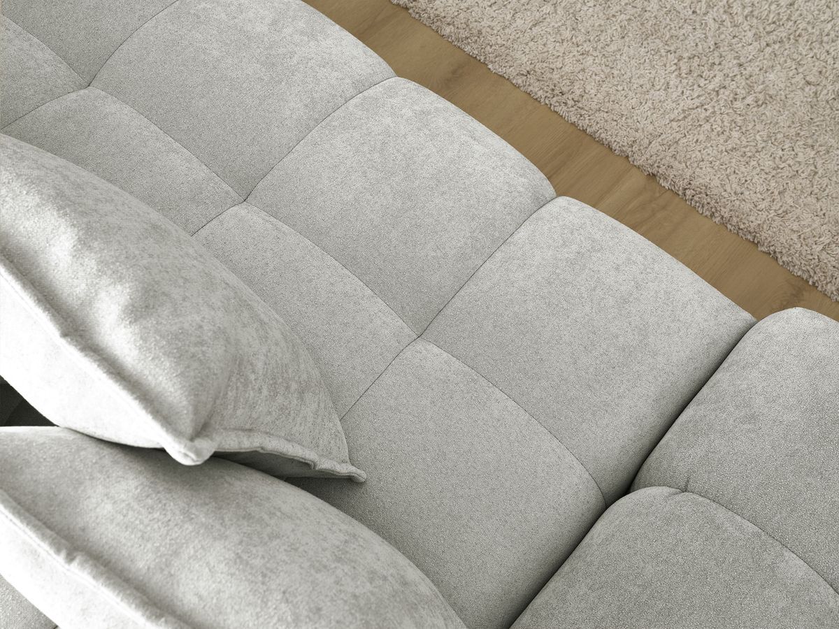 Canapé d'angle convertible coffre EVEREST tissu texturé avec pouf