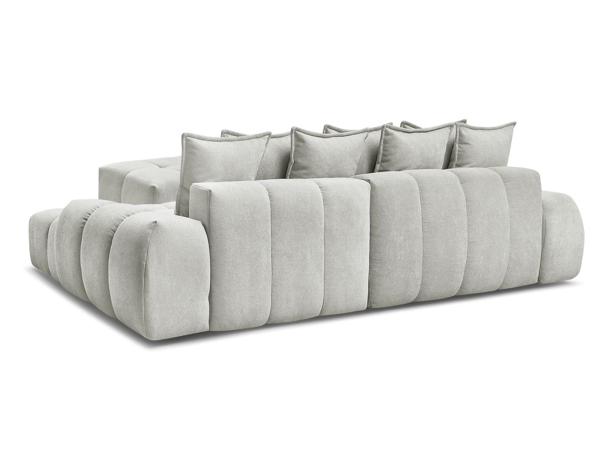 Canapé d'angle convertible coffre EVEREST tissu texturé avec pouf