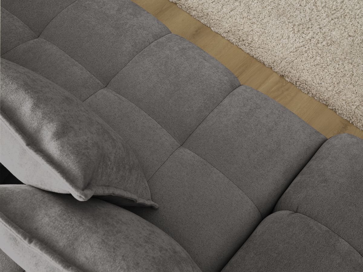 Canapé d'angle convertible coffre EVEREST tissu texturé avec pouf