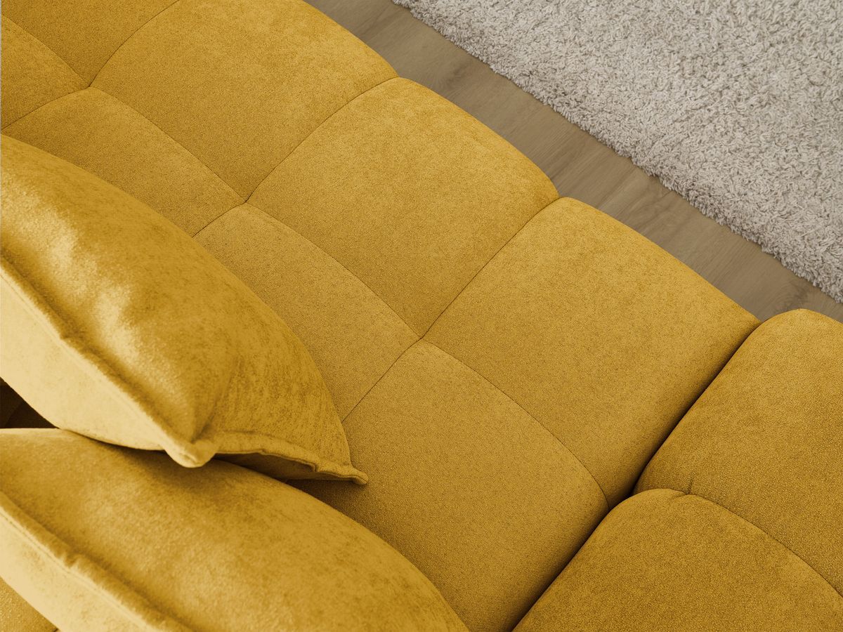 Canapé d'angle convertible coffre EVEREST tissu texturé avec pouf