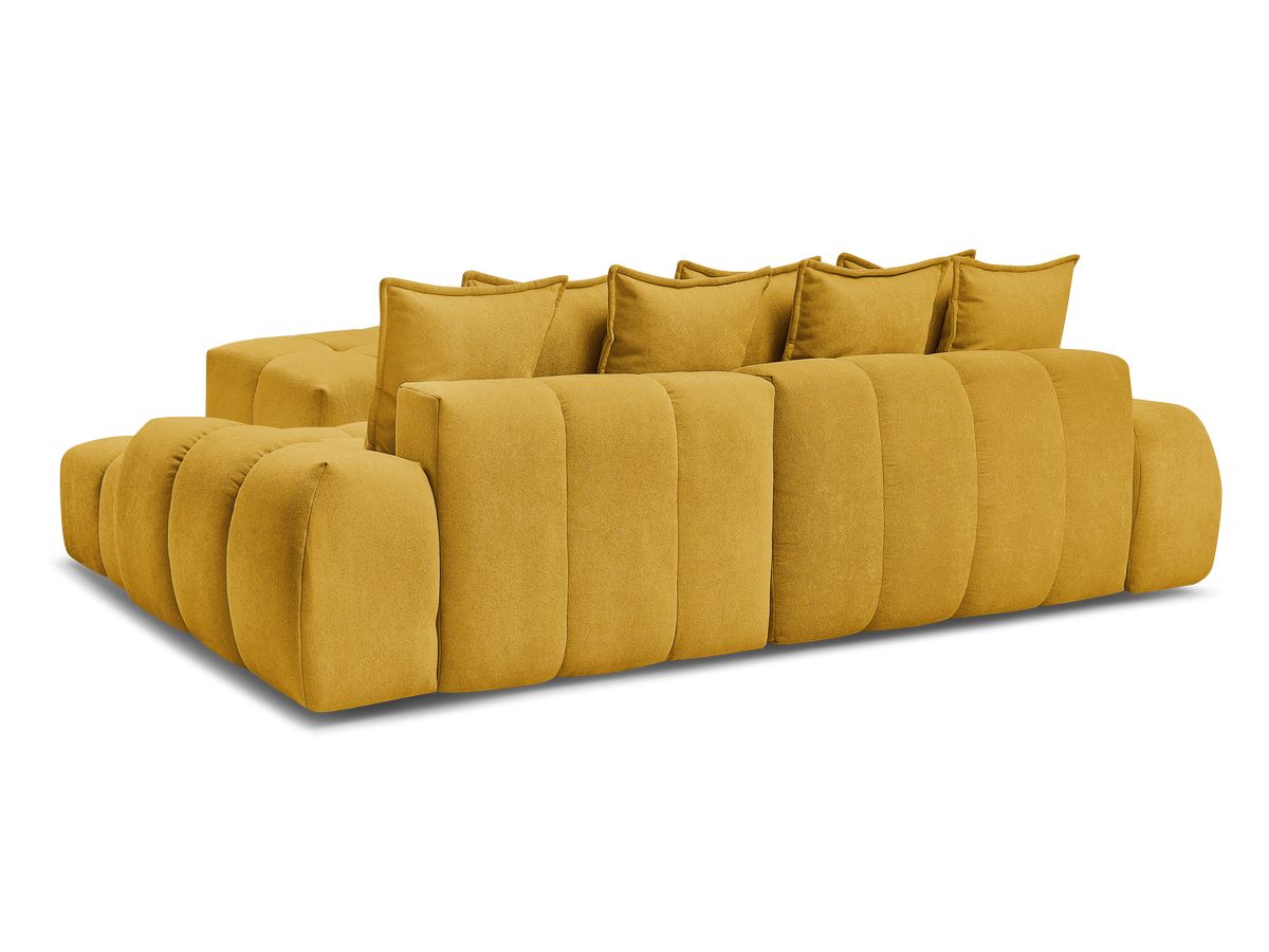 Canapé d'angle convertible coffre EVEREST tissu texturé avec pouf