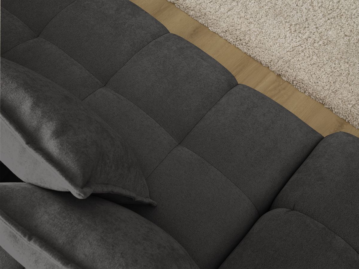 Canapé d'angle convertible coffre EVEREST tissu texturé avec pouf