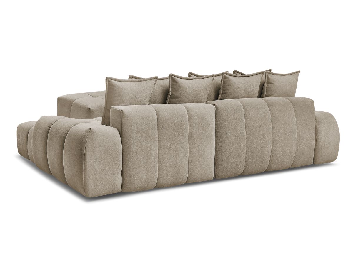 Canapé d'angle convertible coffre EVEREST tissu texturé avec pouf