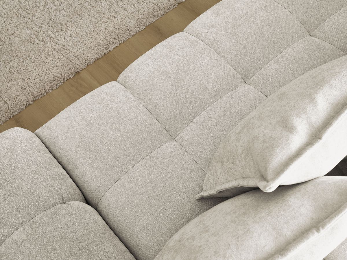 Canapé d'angle convertible coffre EVEREST tissu texturé avec pouf