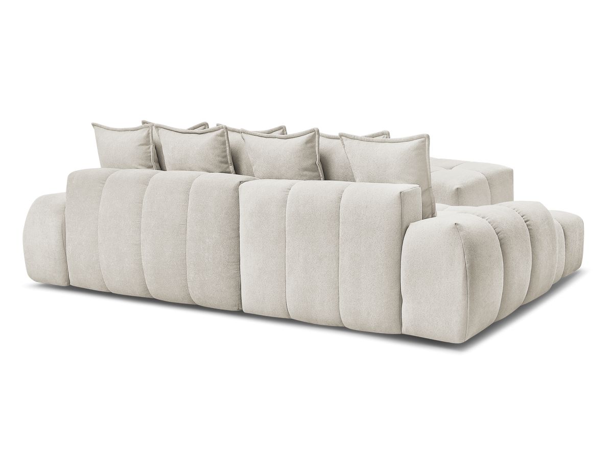 Canapé d'angle convertible coffre EVEREST tissu texturé avec pouf