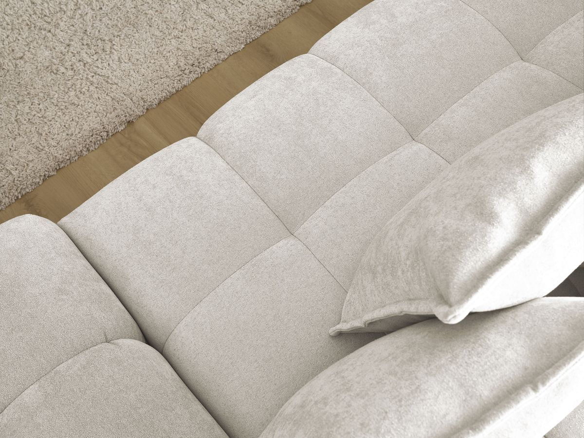Canapé d'angle convertible coffre EVEREST tissu texturé avec pouf