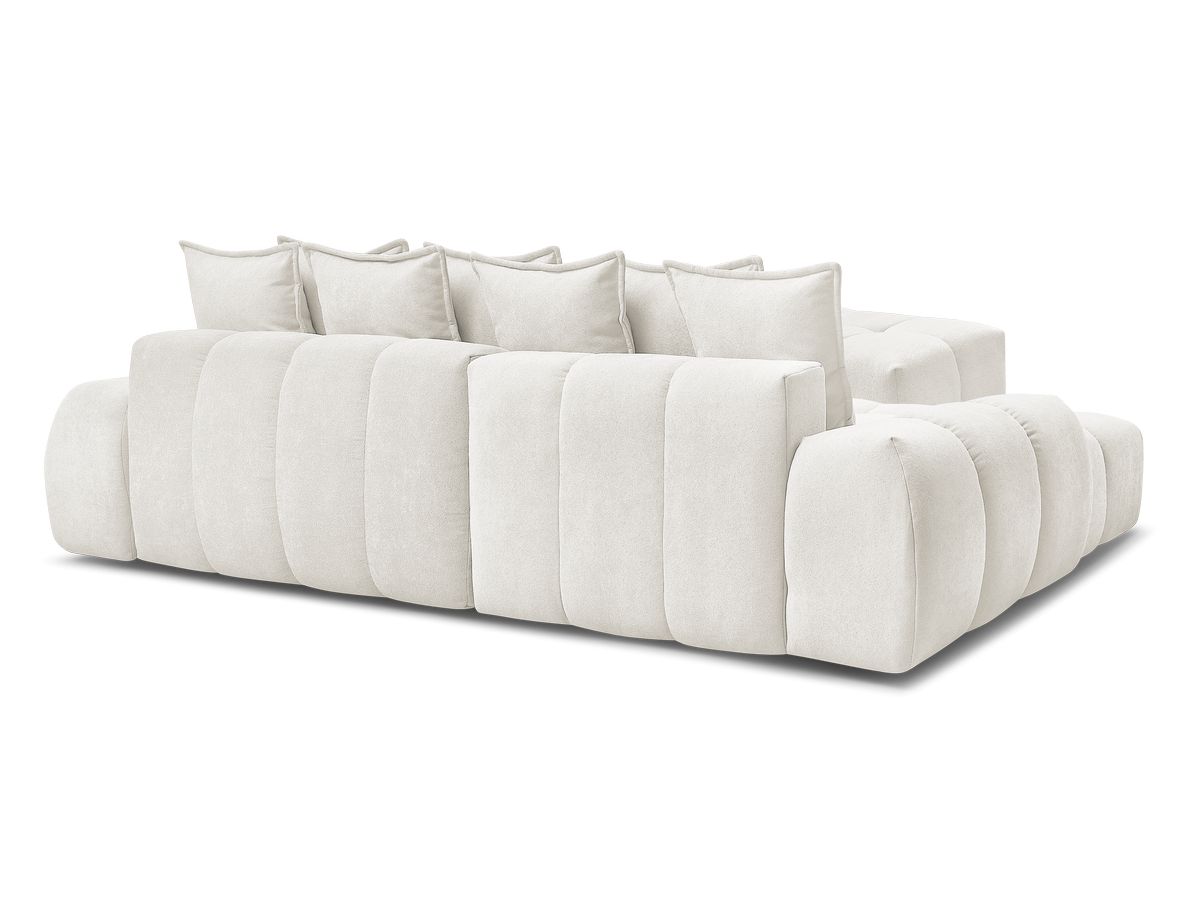 Canapé d'angle convertible coffre EVEREST tissu texturé avec pouf