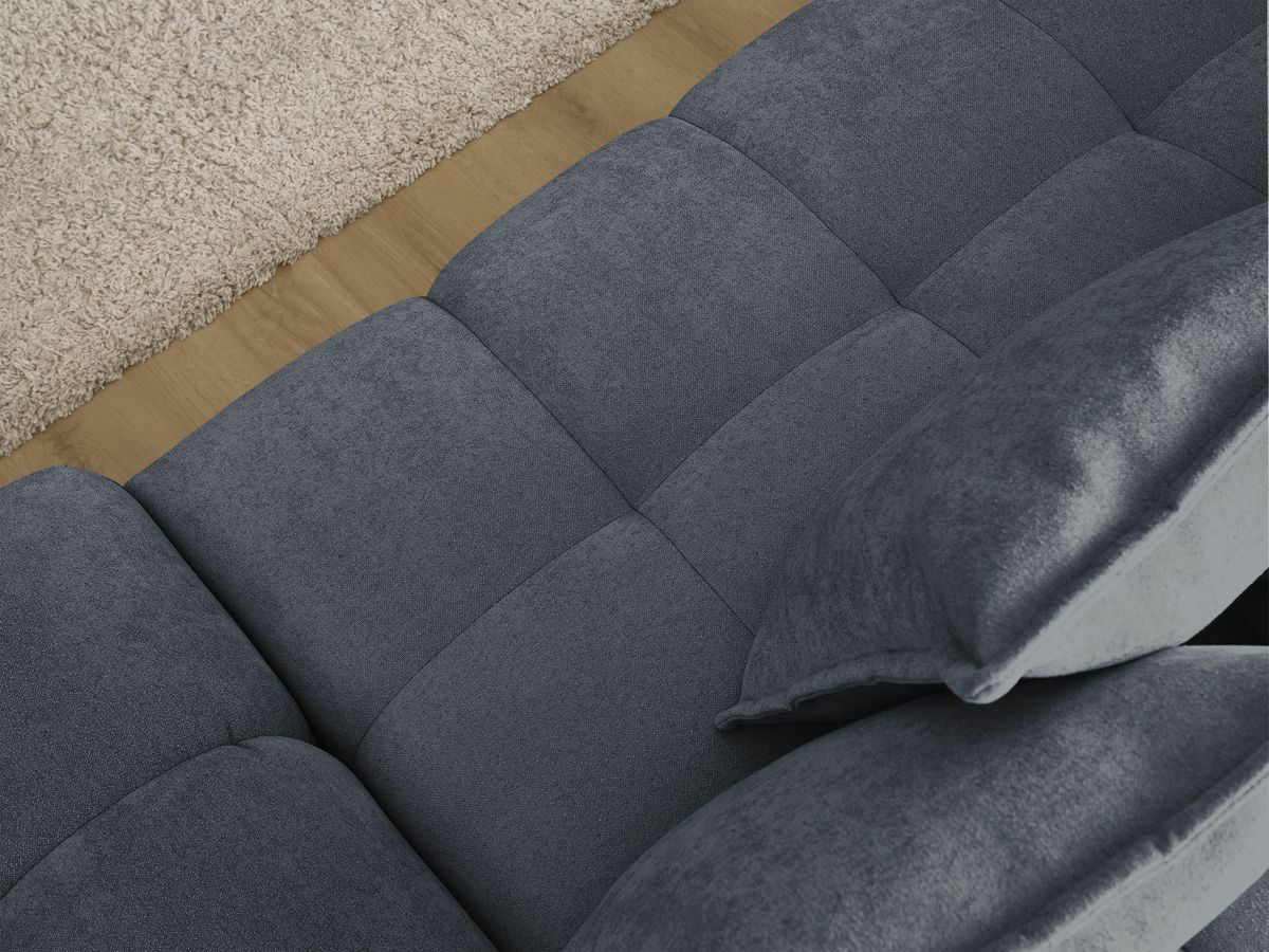 Canapé d'angle convertible coffre EVEREST tissu texturé avec pouf