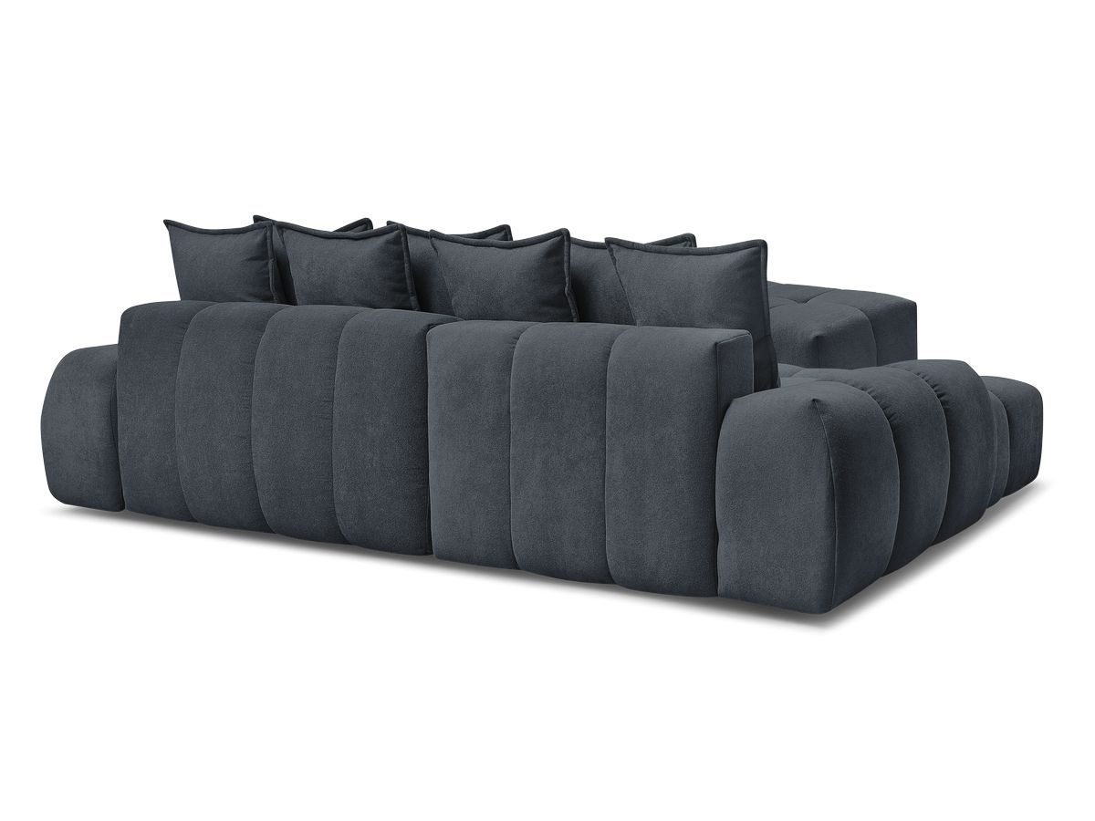 Canapé d'angle convertible coffre EVEREST tissu texturé avec pouf