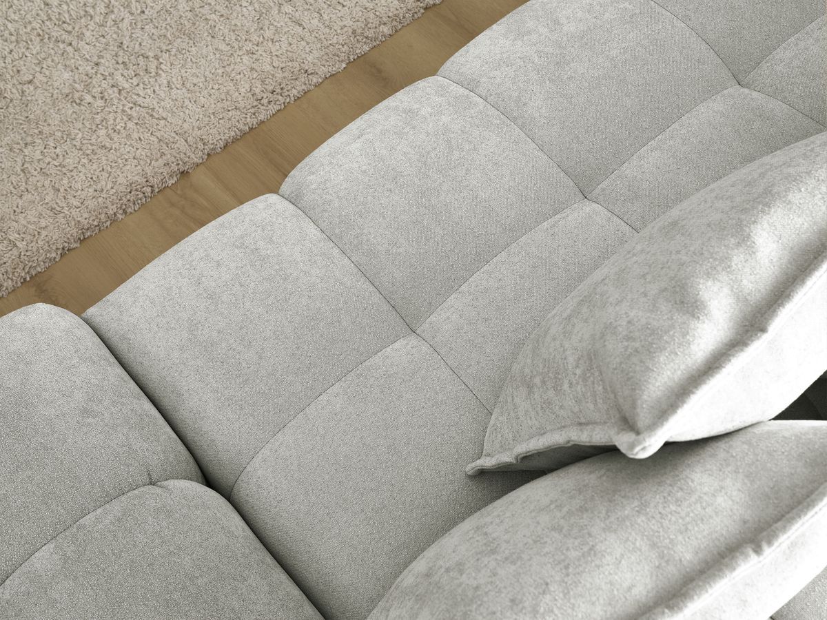Canapé d'angle convertible coffre EVEREST tissu texturé avec pouf