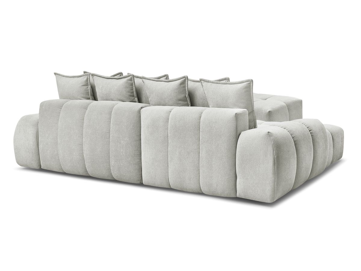Canapé d'angle convertible coffre EVEREST tissu texturé avec pouf