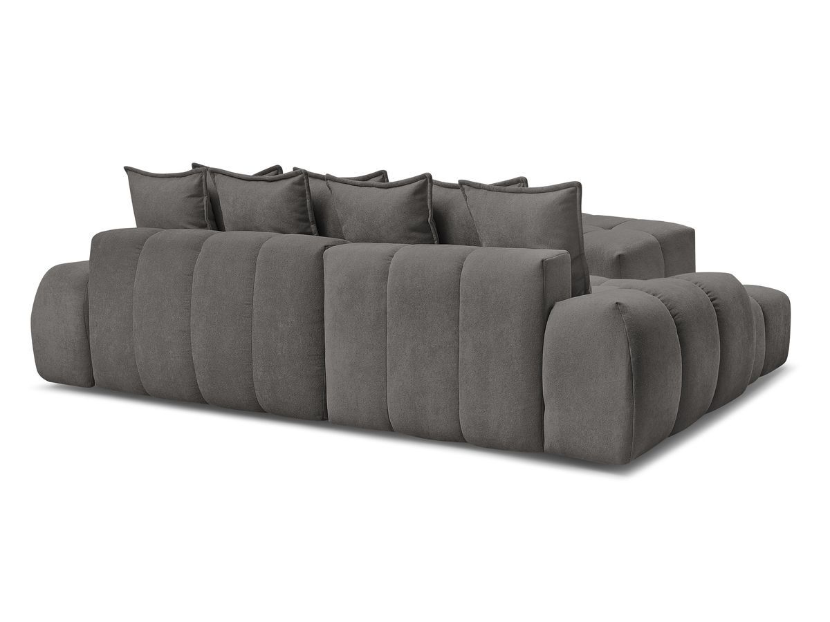 Canapé d'angle convertible coffre EVEREST tissu texturé avec pouf