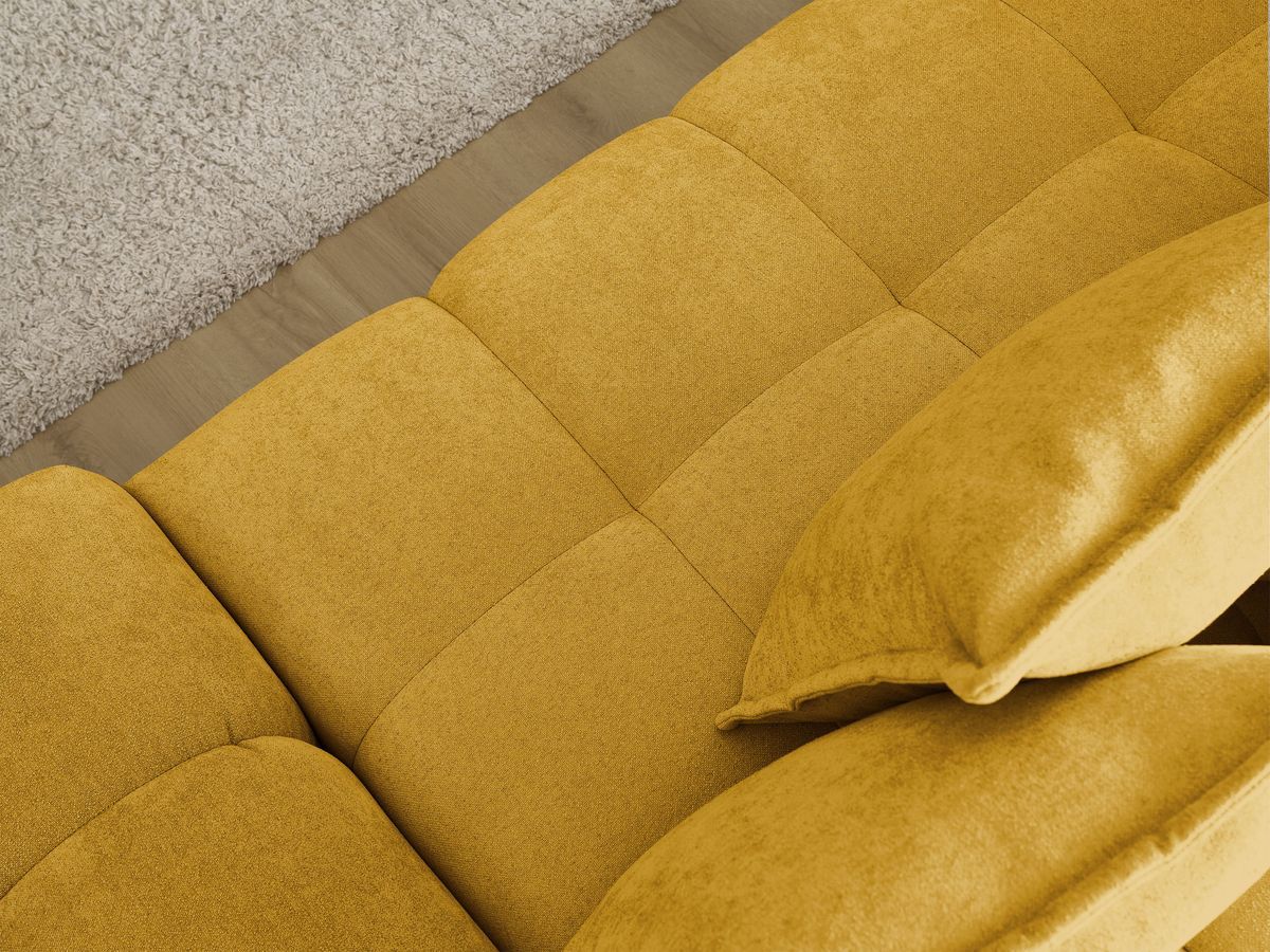 Canapé d'angle convertible coffre EVEREST tissu texturé avec pouf