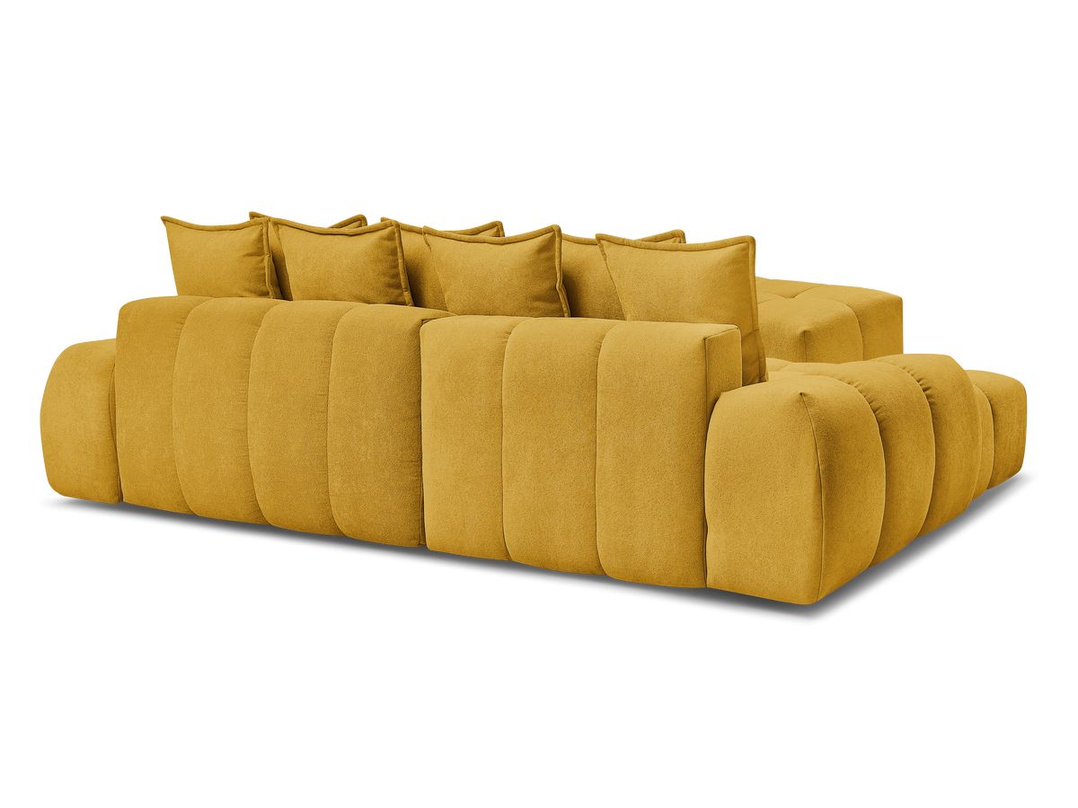 Canapé d'angle convertible coffre EVEREST tissu texturé avec pouf