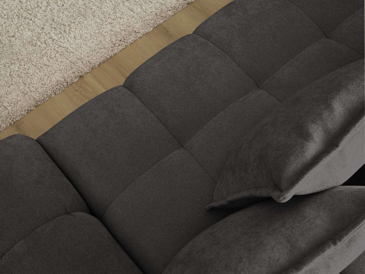 Canapé d'angle convertible coffre EVEREST tissu texturé avec pouf