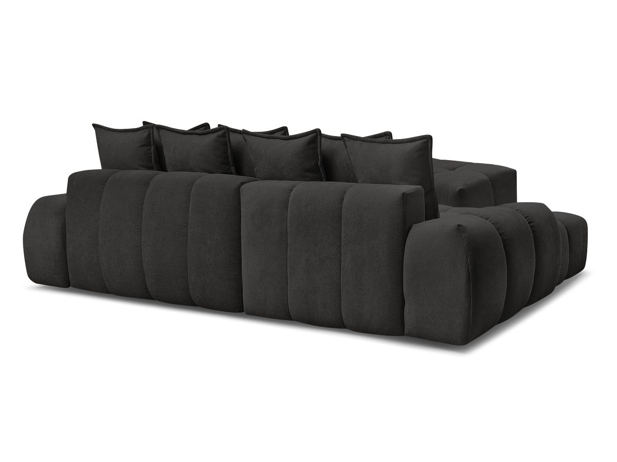 Canapé d'angle convertible coffre EVEREST tissu texturé avec pouf