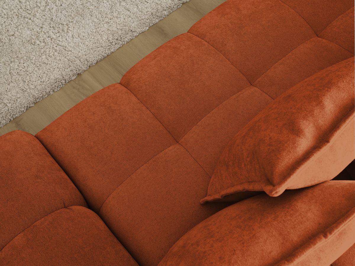 Canapé d'angle convertible coffre EVEREST tissu texturé avec pouf