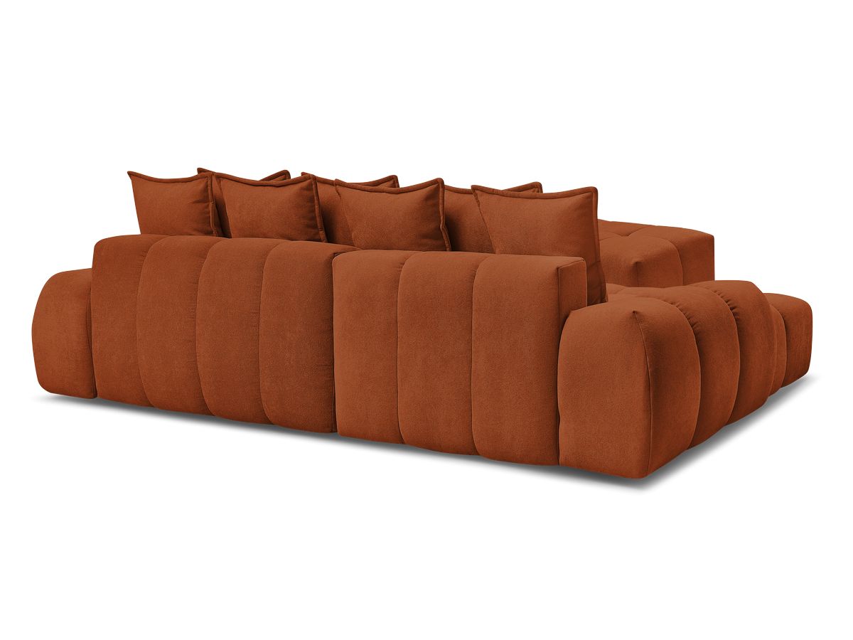 Canapé d'angle convertible coffre EVEREST tissu texturé avec pouf