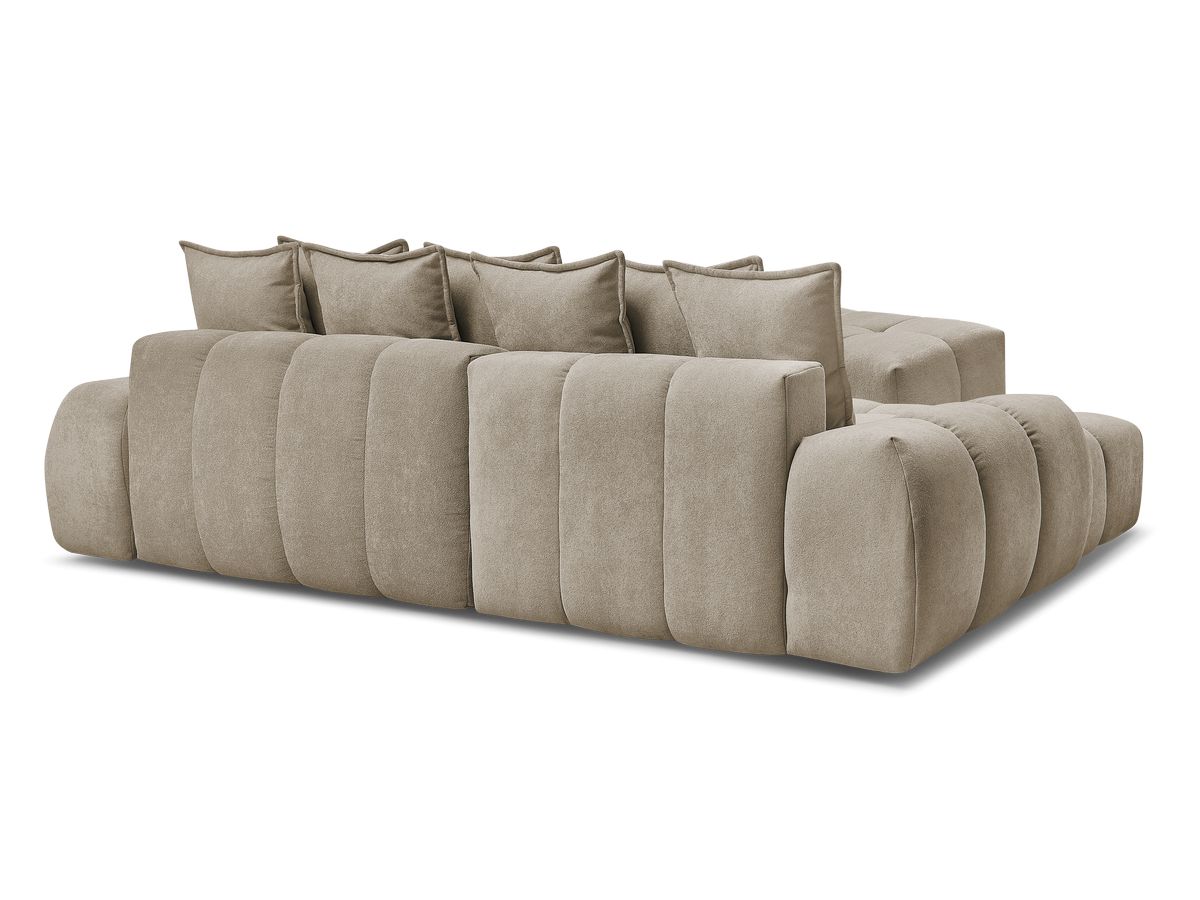 Canapé d'angle convertible coffre EVEREST tissu texturé avec pouf