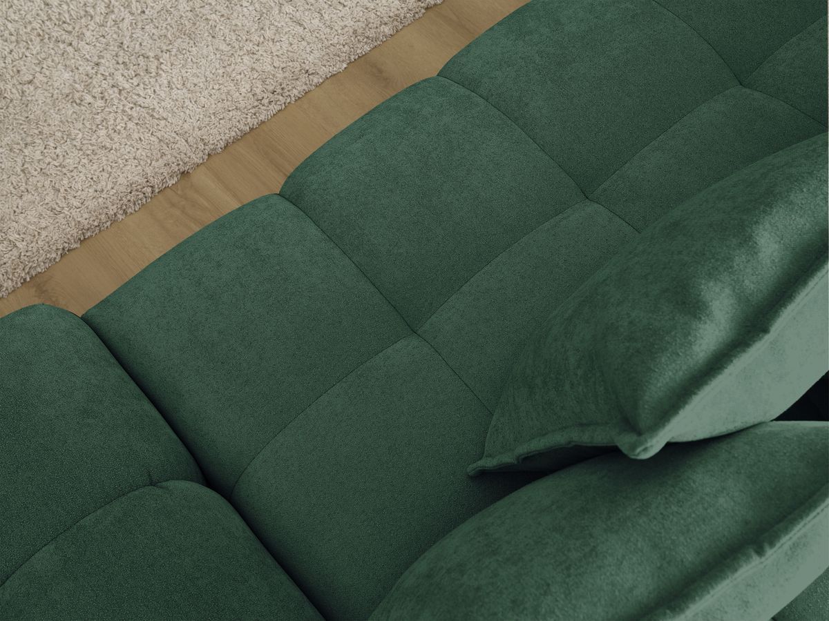 Canapé d'angle convertible coffre EVEREST tissu texturé avec pouf
