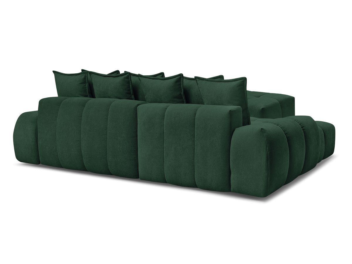 Canapé d'angle convertible coffre EVEREST tissu texturé avec pouf