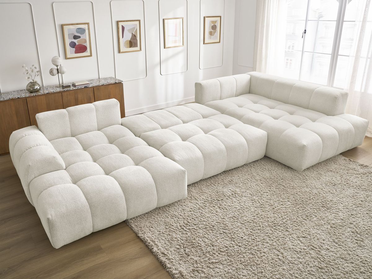 Canapé panoramique convertible coffre EVEREST tissu chiné