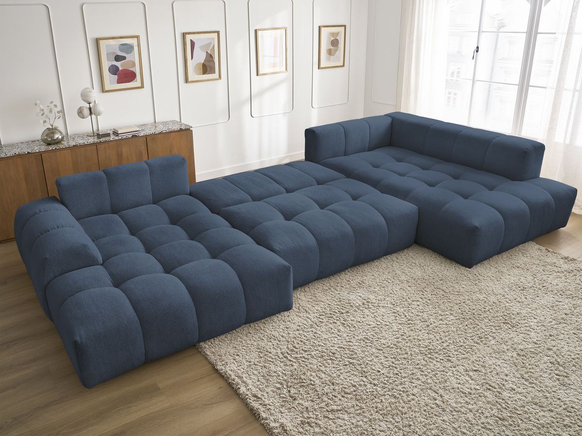Canapé panoramique convertible coffre EVEREST tissu chiné