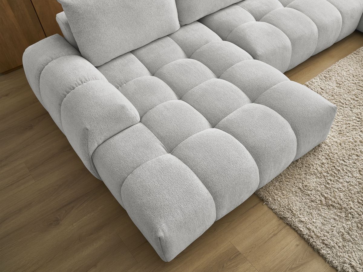 Canapé d'angle fixe EVEREST tissu chiné - Orange - Angle droit - 10 coussins