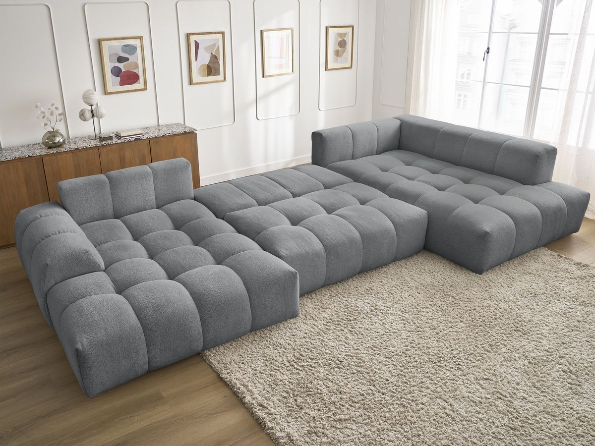 Canapé panoramique convertible coffre EVEREST tissu chiné