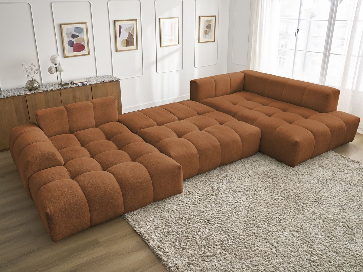 Canapé panoramique convertible coffre EVEREST tissu chiné