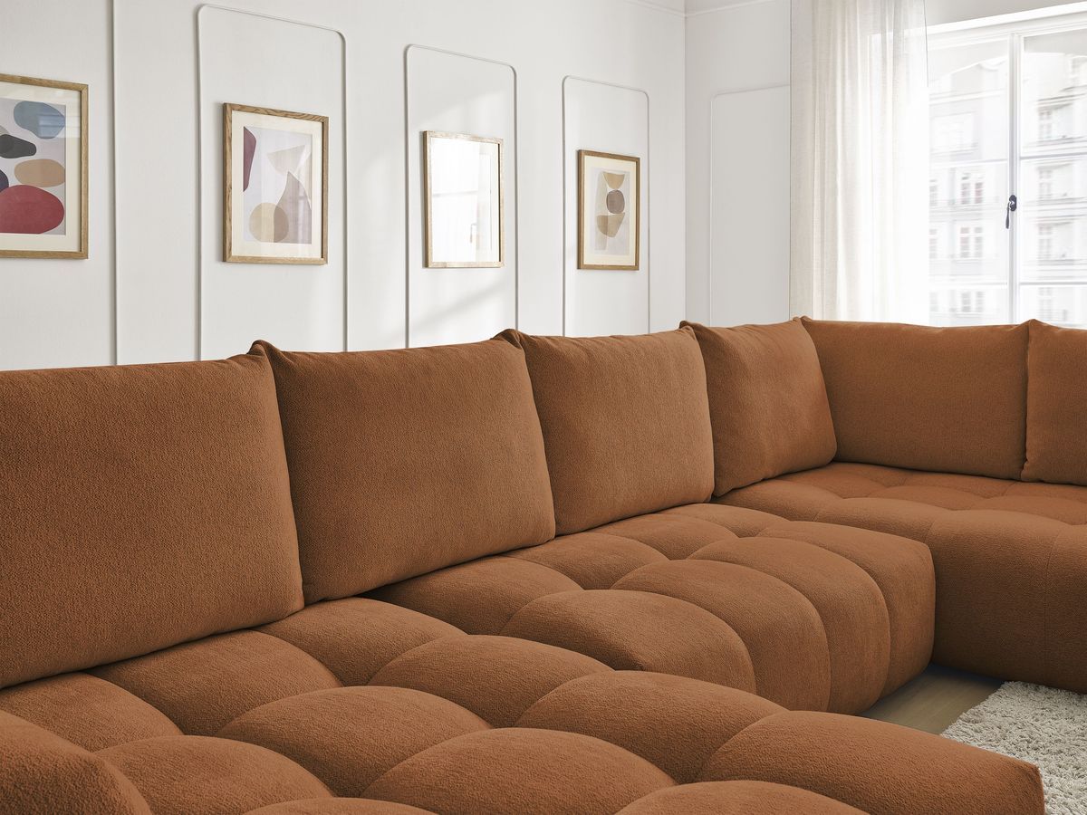 Canapé panoramique convertible coffre EVEREST tissu chiné
