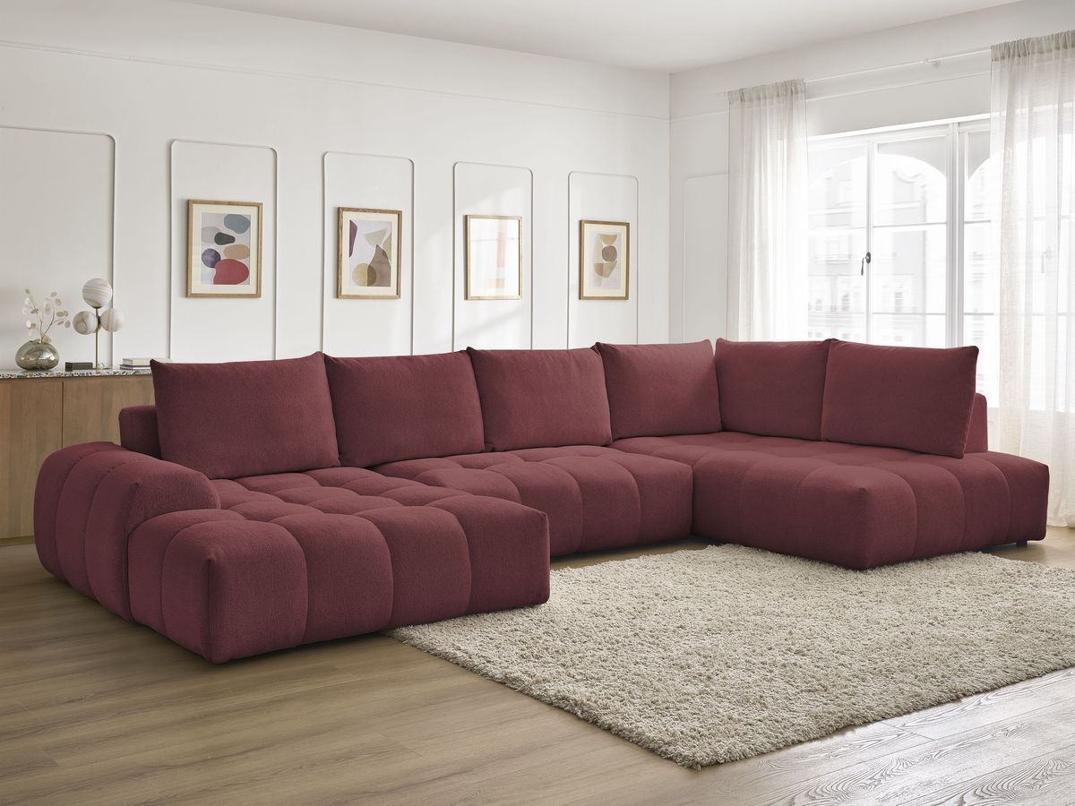 Canapé panoramique convertible coffre EVEREST tissu chiné