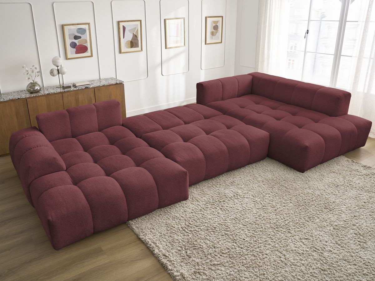 Canapé panoramique convertible coffre EVEREST tissu chiné
