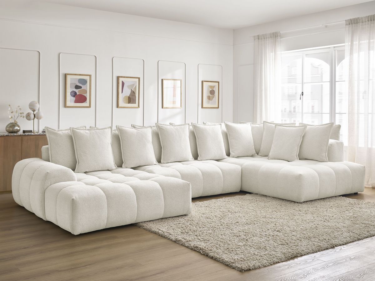 Canapé panoramique convertible coffre EVEREST tissu chiné