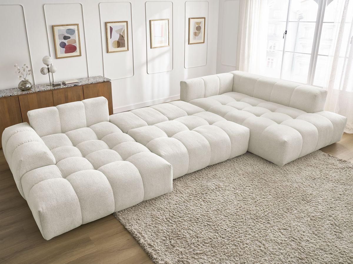 Canapé panoramique convertible coffre EVEREST tissu chiné