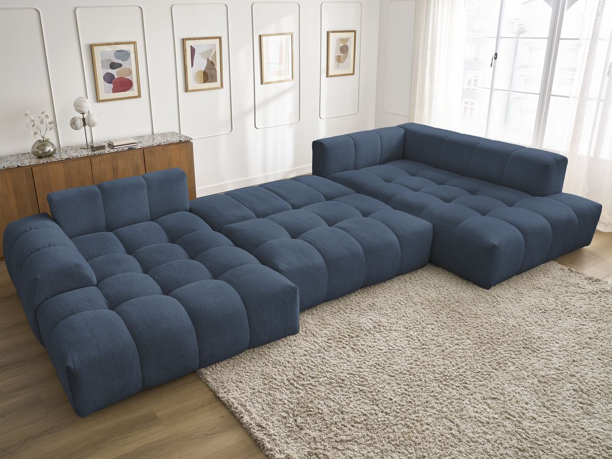 Canapé panoramique convertible coffre EVEREST tissu chiné