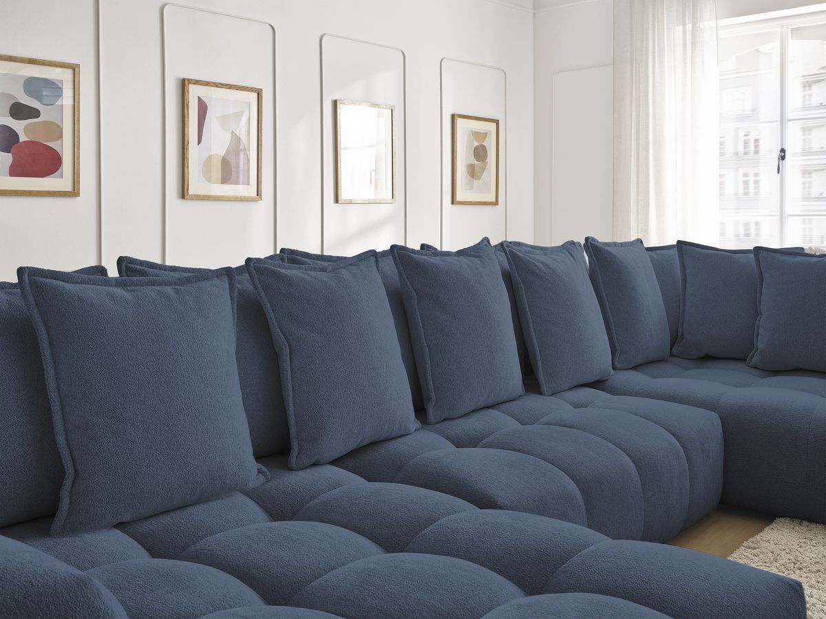 Canapé panoramique convertible coffre EVEREST tissu chiné