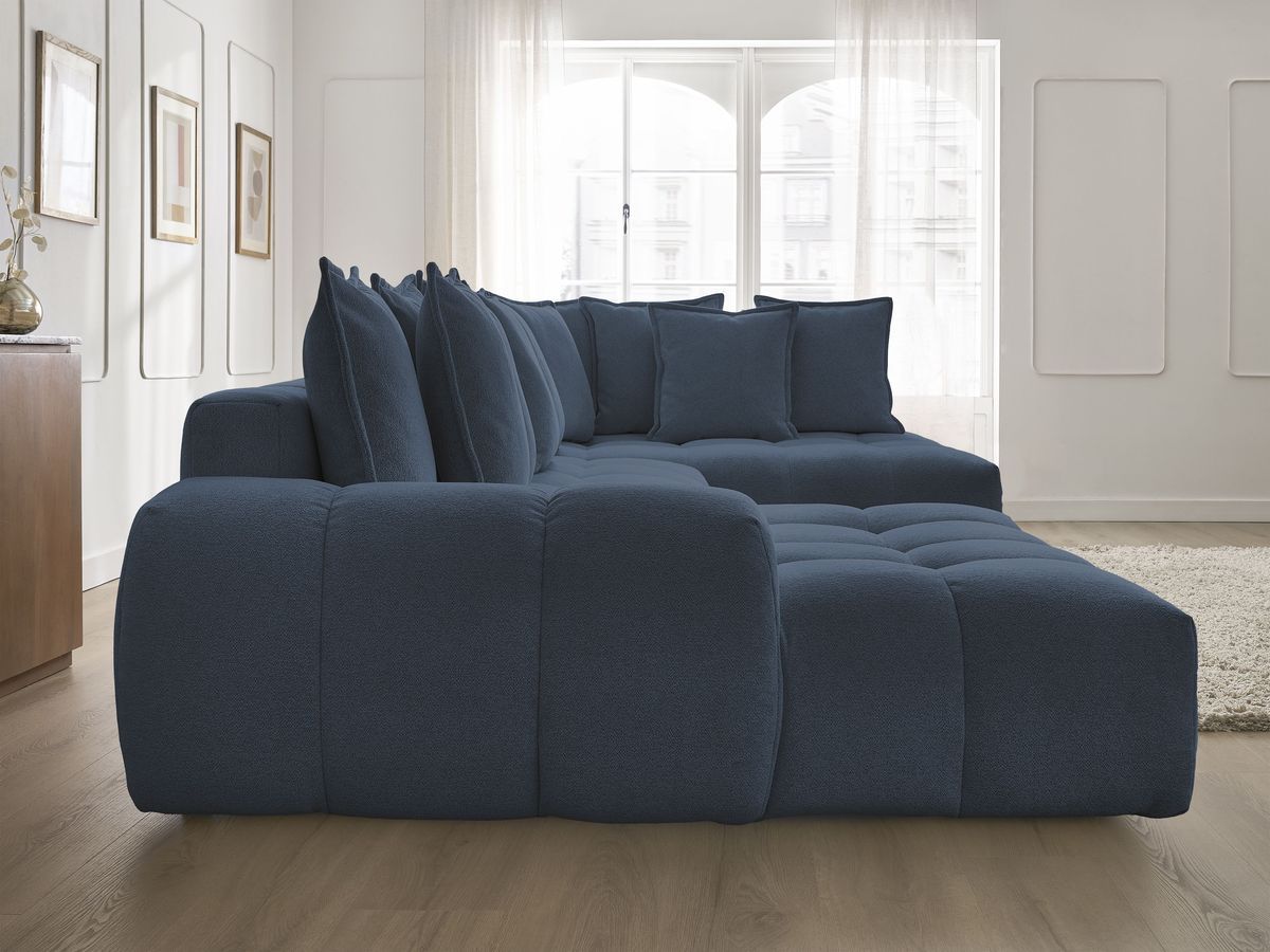 Canapé panoramique convertible coffre EVEREST tissu chiné