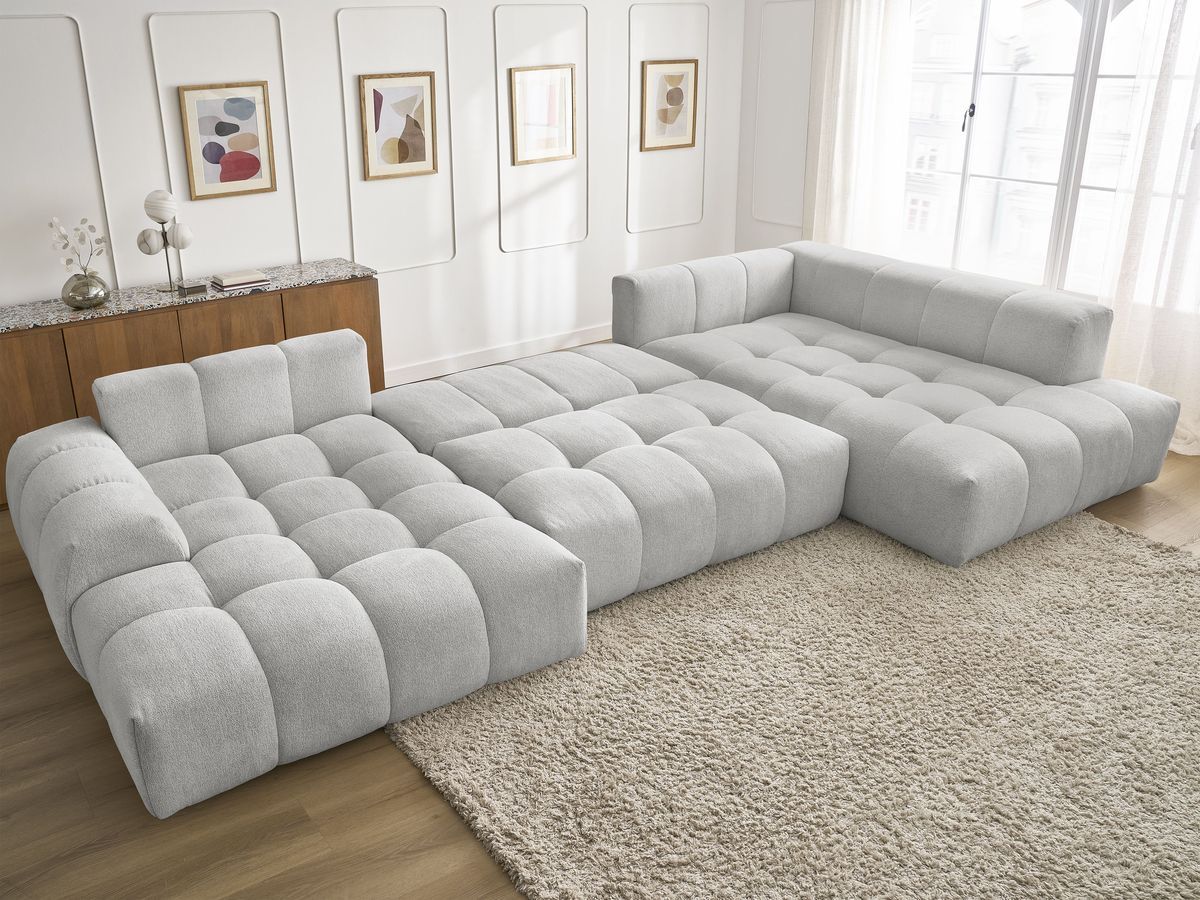 Canapé panoramique convertible coffre EVEREST tissu chiné