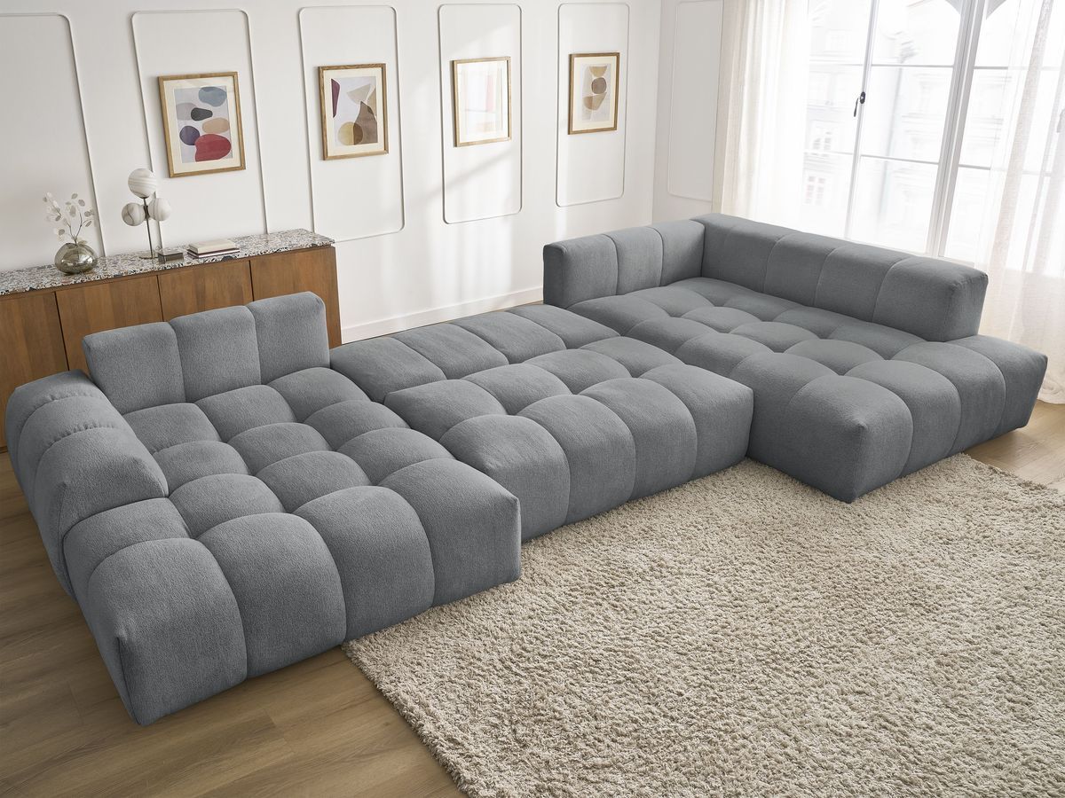 Canapé panoramique convertible coffre EVEREST tissu chiné