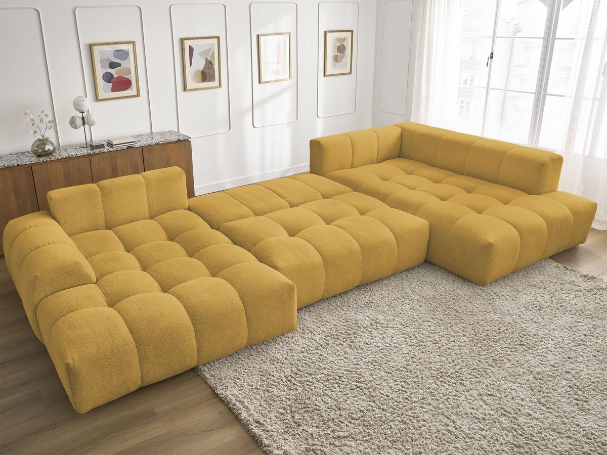 Canapé panoramique convertible coffre EVEREST tissu chiné