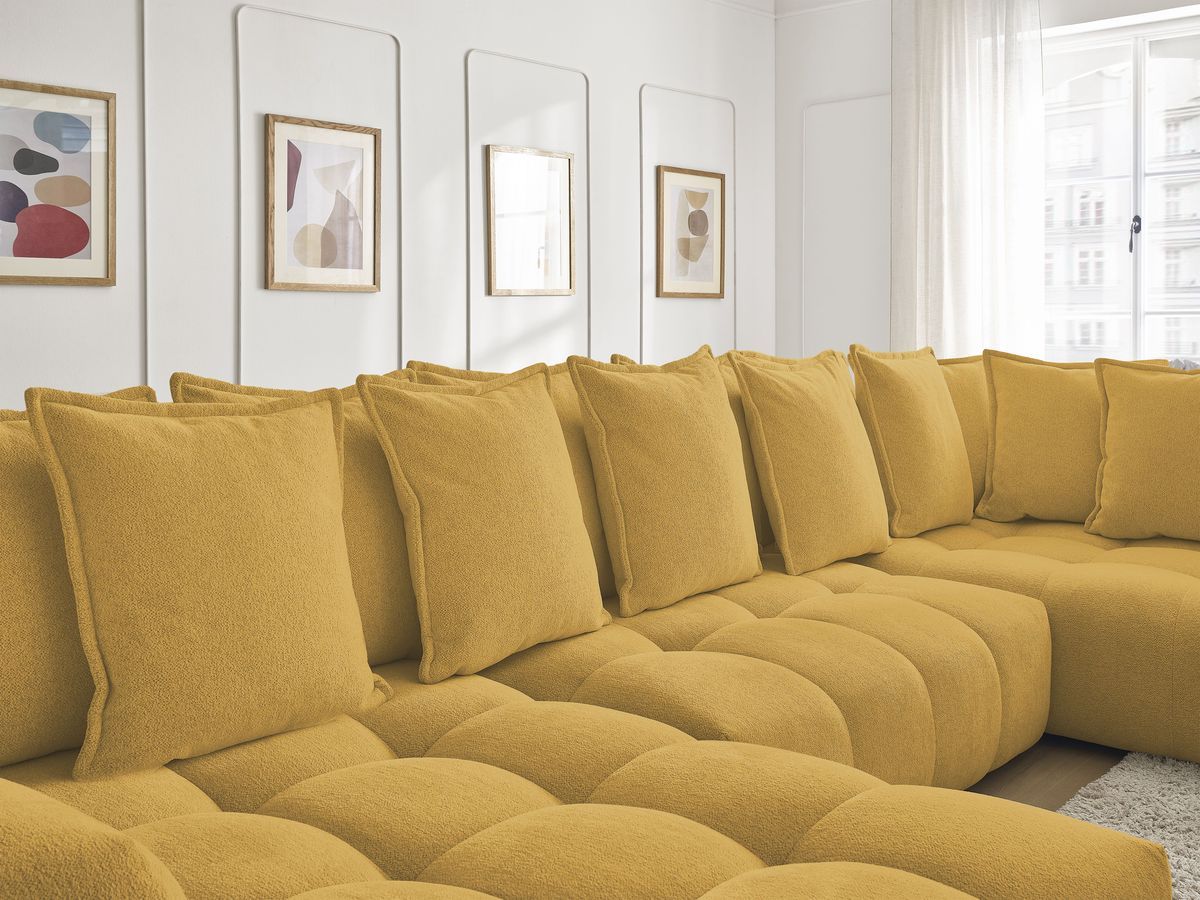 Canapé panoramique convertible coffre EVEREST tissu chiné