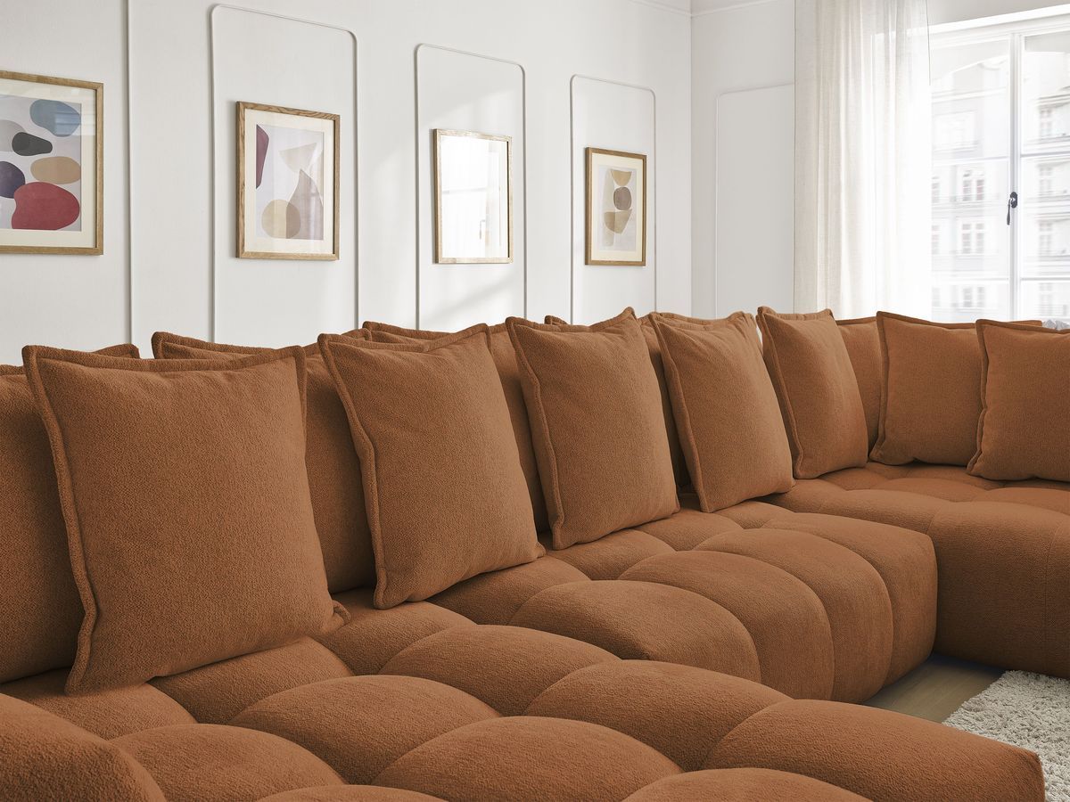 Canapé panoramique convertible coffre EVEREST tissu chiné