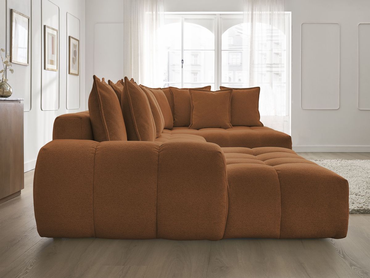 Canapé panoramique convertible coffre EVEREST tissu chiné