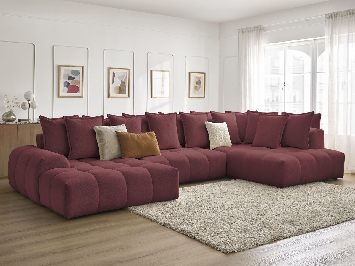 Canapé panoramique convertible coffre EVEREST tissu chiné